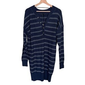 NWT Prana Thermal Knit Striped Blue Milani Henley Dress
